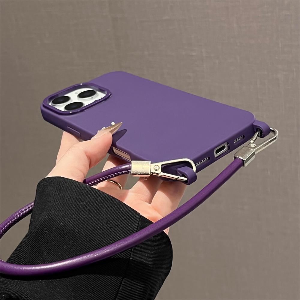 Módní jednobarevné pouzdro na telefon s poutkem na zápěstí pro iPhone 16 14 11 12 13 15 Pro Max Plus X XR XS Max TPU nárazuvzdorný zadní kryt