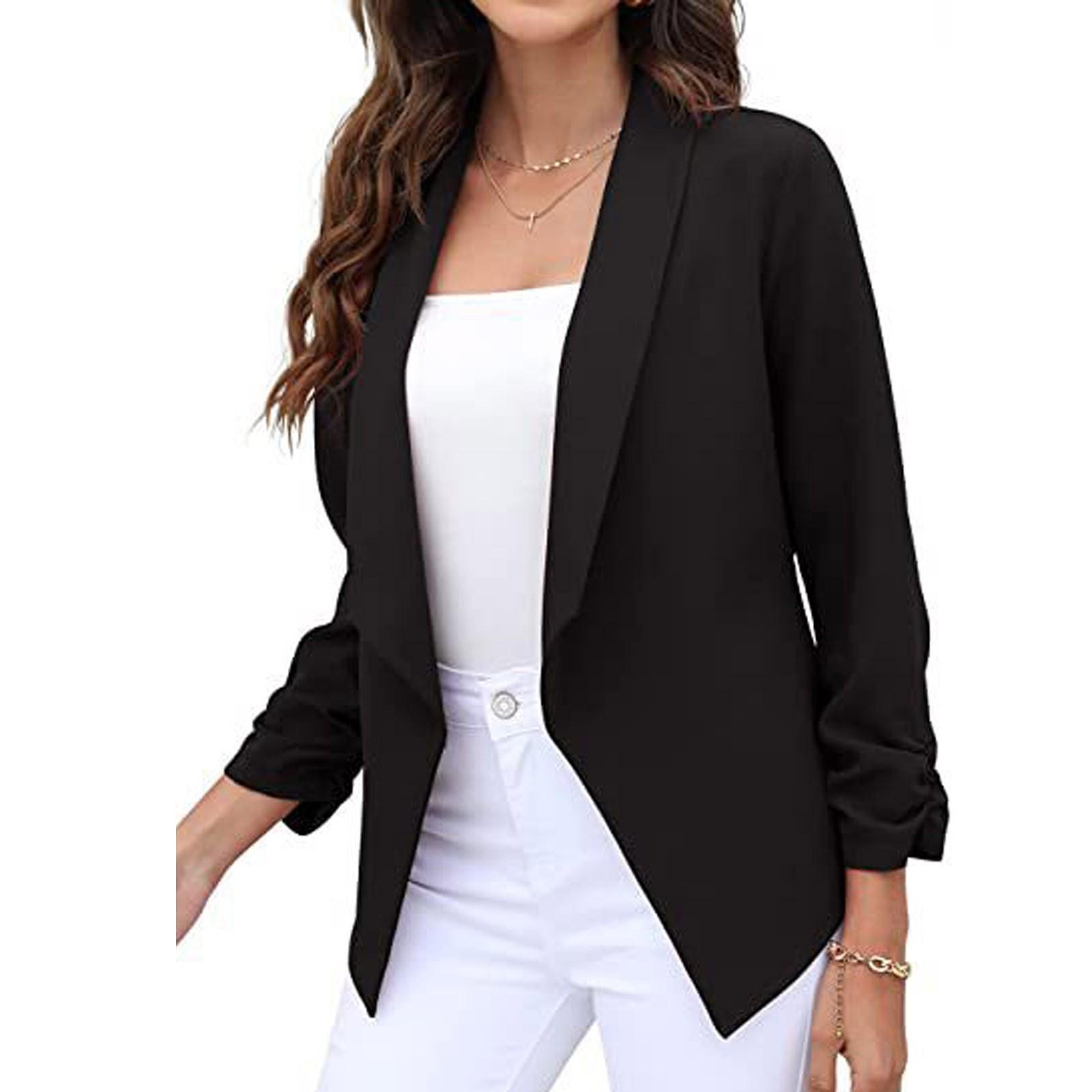 

Женский костюм, топ, кардиган, куртка, однотонный костюм с лацканами, маленькая куртка для поездок на работу, универсальный темперамент XXL
