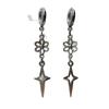 Cross Flower Star Earrings - Hypoallergenic Y2K Gothic Punk Silver Pendant, Nickel-Free