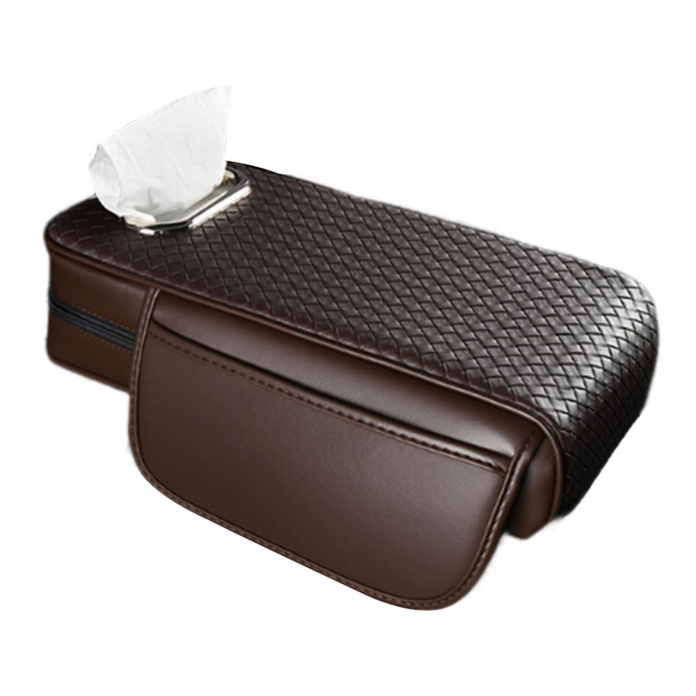 

Чехол на подлокотник автомобиля из кожи с тканевым хранилищем, пена с эффектом памяти, универсальная защитная подушка для центрального подлокотника автомобиля кофейный