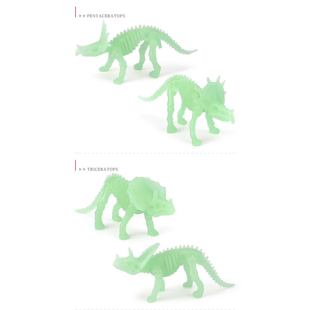 12Pcs Luminous Dinosaur Fossil Skeletons Simulation Tyrannosaurus Rex Brachiosaurus Triceratops