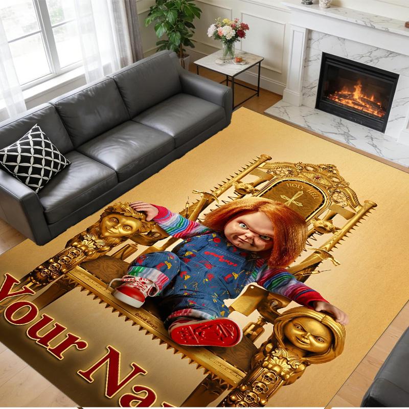 Tappeto in Velluto di Cristallo Testo Nome Personalizzato, Morbido Tappetino Antiscivolo Decorazione per la Casa Gioco per Bambini Chucky Tiffany