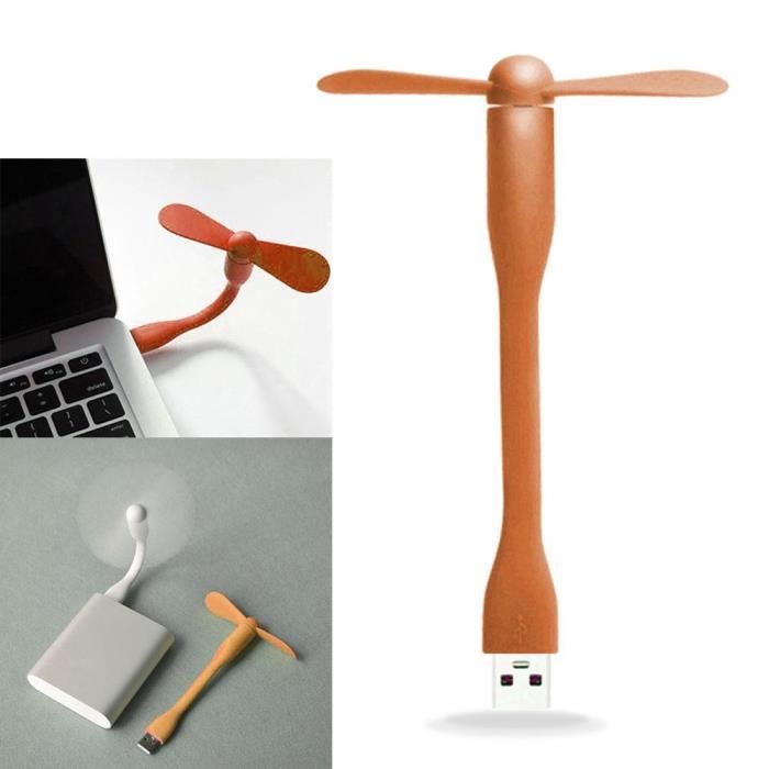 Ventilateur USB - Orange - Flexible - Silencieux - Pales en silicone - 8,5 cm de diamètre