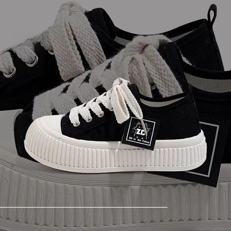Sneakers Women Shoes for Woman Thick Soled Canvas Shoes 2025 New Trend Lady Breathable White Trainers Student Casual Board Shoes