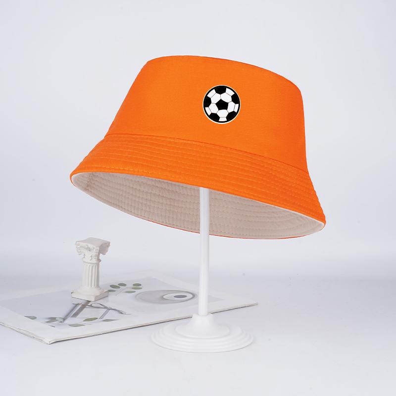 

Soccer-Print Kids Bucket Hat – Soft, Adjustable Sun Hat for Ages 2–6; Casual, Breathable Sports Hat; Kids Gift помаранчевий