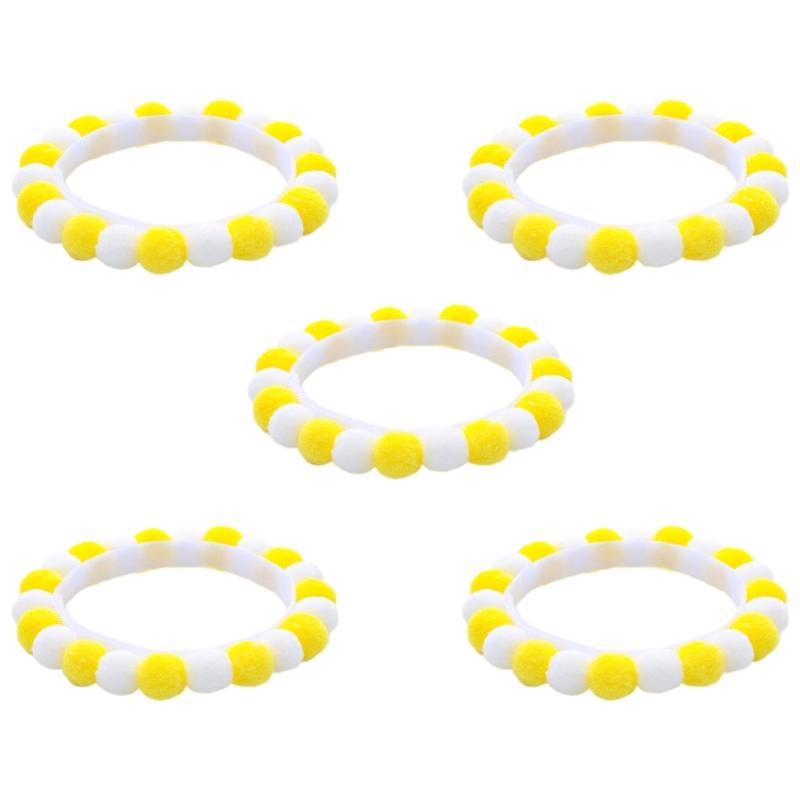 Set of 5 Soft Plush Cats Collars with Colorful Pompoms for Cats Dogs Birthday Party Cats Neckwear Festival Pet Collars