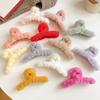 Winter Plush Hair Claw Faux Furry Korean Style Cross Teeth Back Head Shark Clip Solid Color Hair Barrette Headwear Hair Accessories