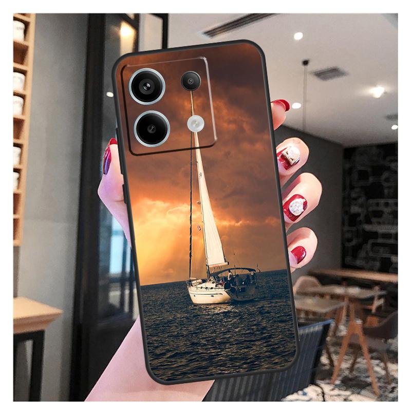 Yacht Sailing Boat Sunset Case For Xiaomi Redmi Note 11 9 10 12 13 Pro Plus 12S 11S 10S 9S Redmi 12 10C 12C 13C Cover