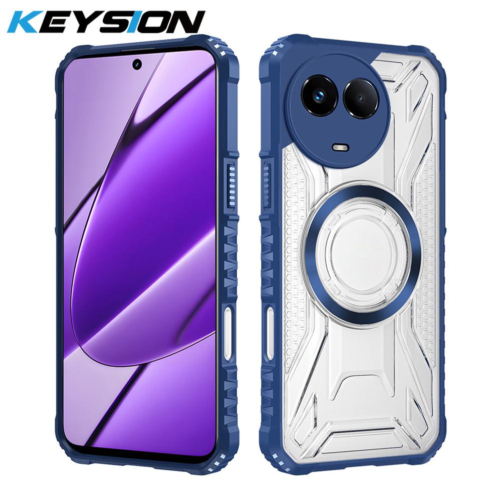 KEYSION Husă Magnetică Transparentă pentru Realme 13 5G 12 12X 5G Rezistentă la Șocuri Husă Spate Telefon pentru OPPO Realme 11 5G 11X 5G