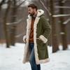 Cappotto Trench da Uomo Foderato in Pile con Cappuccio Giacca Lunga Calda Antivento Cappotto con Tasche