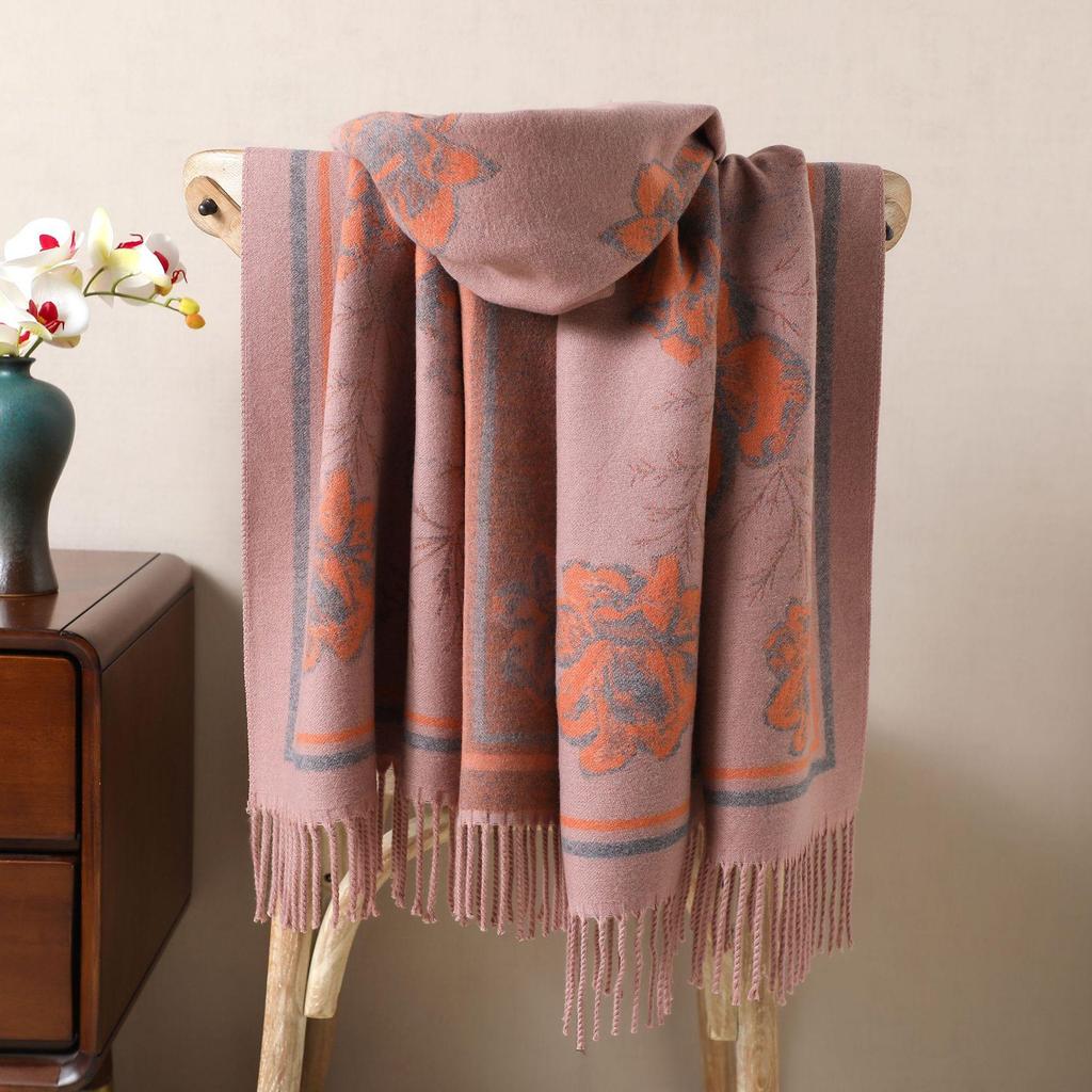 Luxury Core-Spun Yarn Scarf: Imitation Cashmere Warm Snood for European & American Fashion - Autumn/Winter Shawl