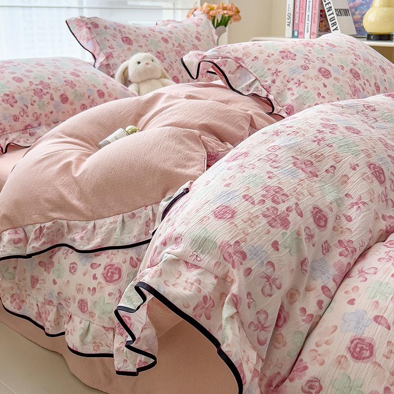 Lace Bed Four-piece Set, Skin-friendly Cloud-feeling Thin Quilt Cover, Bed Sheet Quilt Cover Three-piece Set