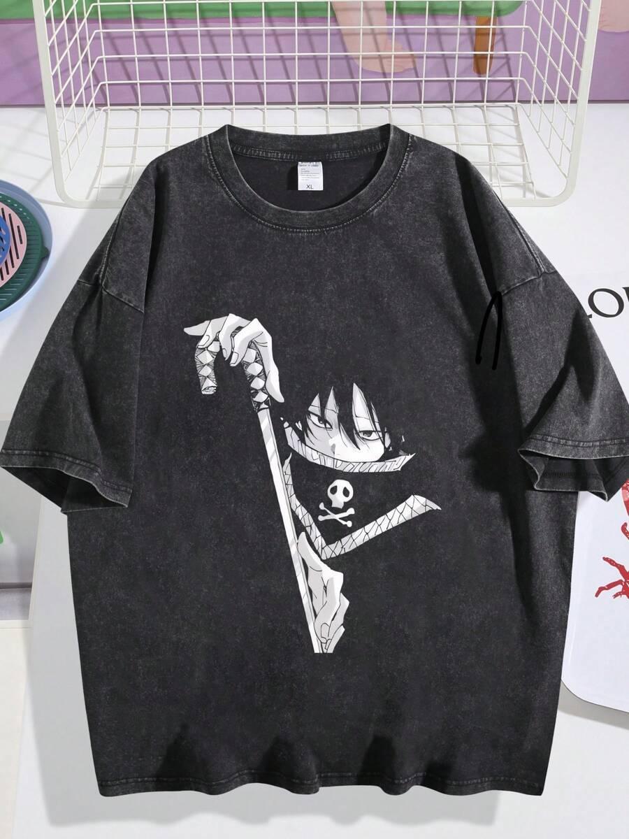 

Feitan Ptoo Printed Tshirt HUNTERHUNTER Anime Clothing Men Women Short Sleeve Tshirts Retro Washed T Shirt Male Cotton Tops S