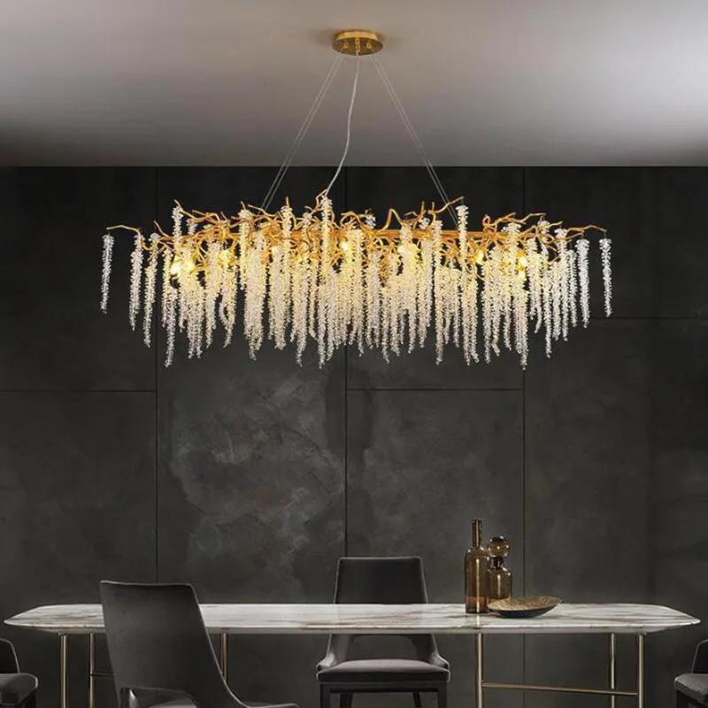 Modern living room chandelier Nordic luxury crystal chandelier decoration villa LED light bedroom lighting Ceiling pendant lamp