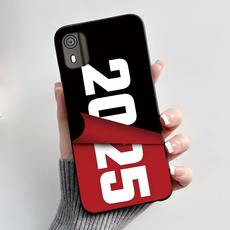 For Nokia C02 Phone Case Cute Funny Love Rabbit Animal Black Matte Soft TPU Protective Back Cover for Nokia C2 2nd Edition Case