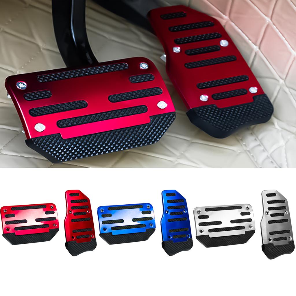 Universal Car Interior Parts Aluminum Automatic Gear Gas Brake Accelerator Non-Slip Foot Pedal Pad Cover Trim Blue/Red/Silver