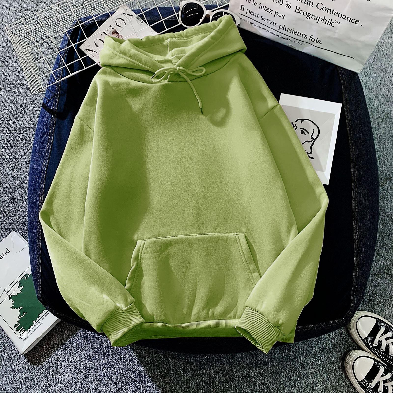 

Женская мода, повседневная однотонная толстовка с капюшоном, свободные спортивные топы, пуловер L