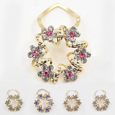 Elegant Women Pearl Rhinestone Crystal Flower Bouquet Brooch Pin Scarf Clip Pin