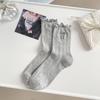 Summer Women's Bow Embridered Lace Ruffle Mid-Calf Socks