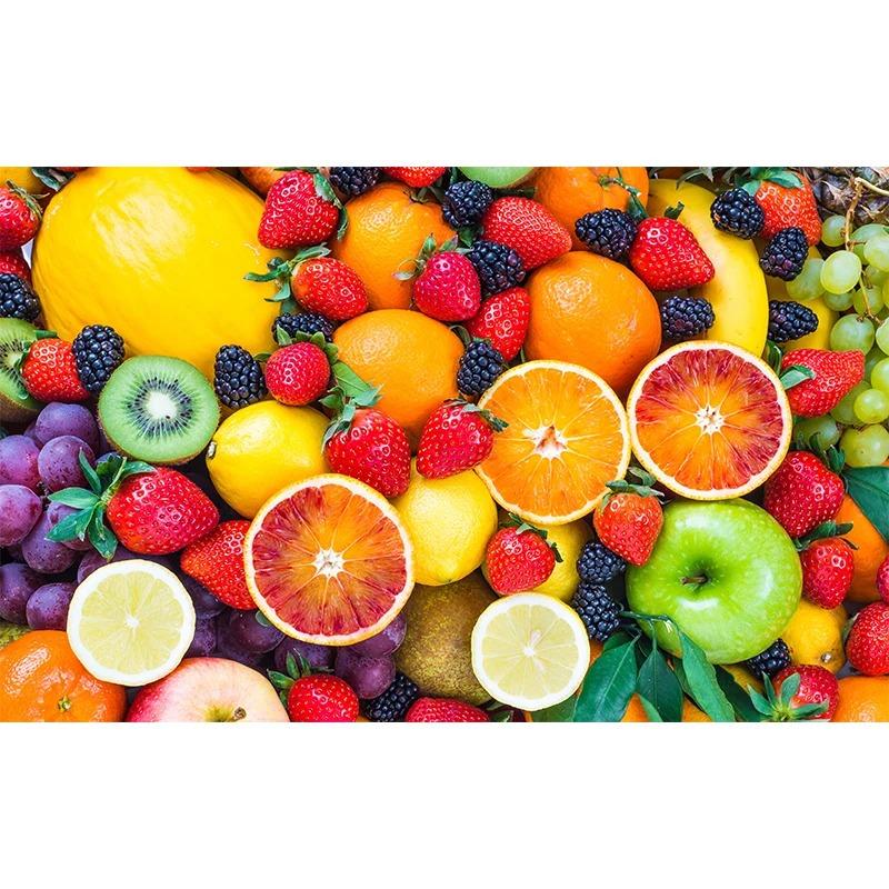 Nordyckie Warzywa i Owoce w Koszyku Plakat Kolorowa Sztuka Ścienna z Jedzeniem Obraz na Płótnie do Dekoracji Jadalni Kuchni Cuadros