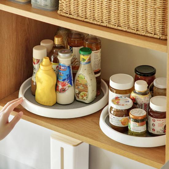 Rotating Seasoning Bottle Organizer Spinning Kitchen Countertop Storage Tray Spice Bottle Carousel for Cabinet Pantry Organization