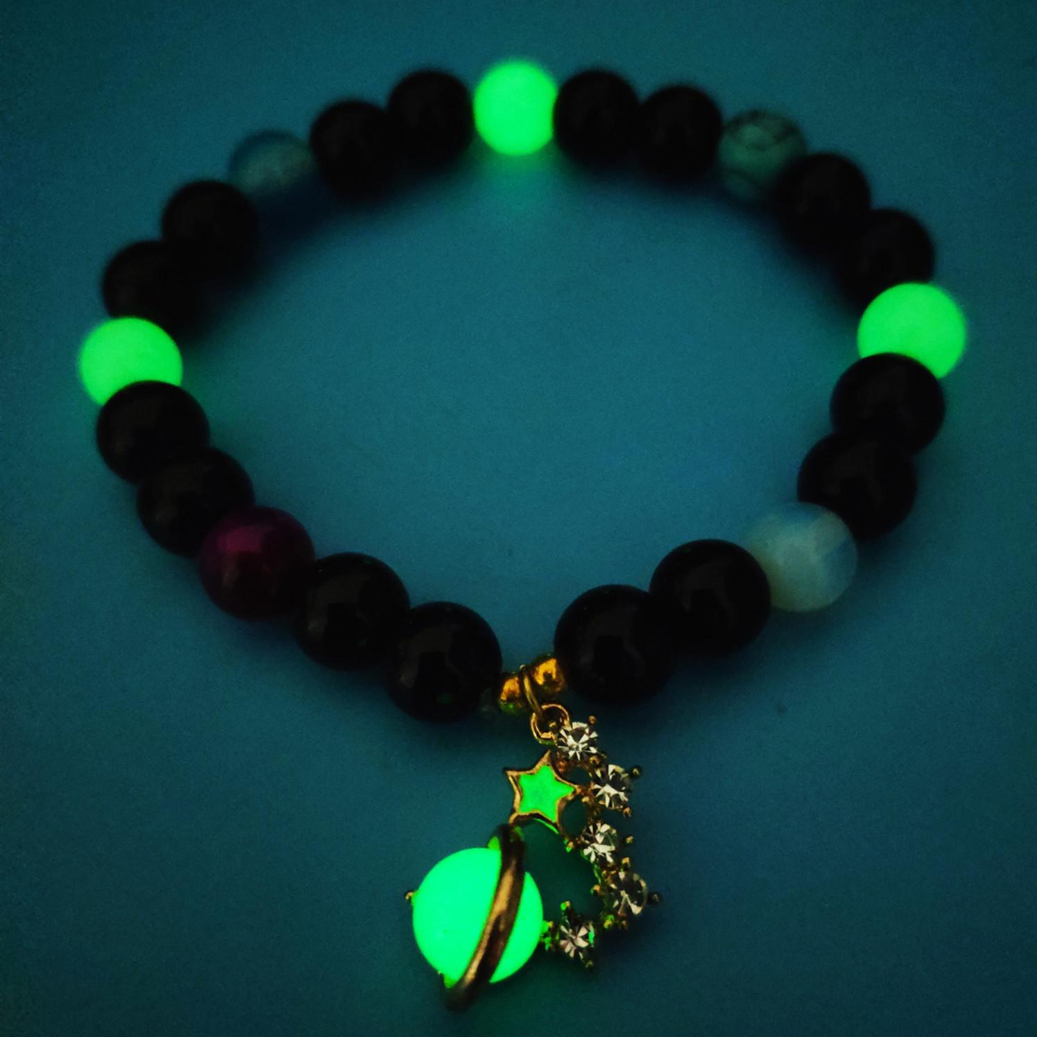 Glowing Multicolor Natural Stone Bracelet Creative Beaded Handchain Unisex Fashion Luminous Jewelry New