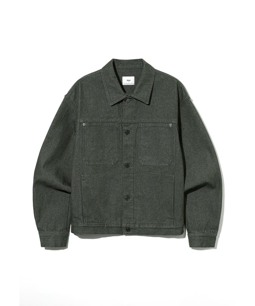 Ucla Unisex Retro Preppy Denim Trucker Jacket [Khaki] (Ub9Dj03)