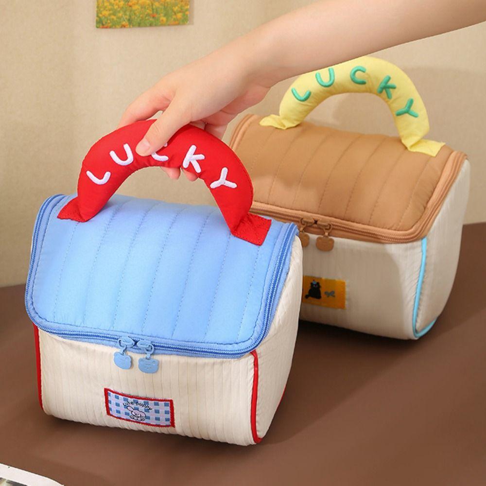 House-shaped Cute Cabin Makeup Bag Kawaii Portable Storage Bag Handheld Cosmetic Case Toiletry Bag