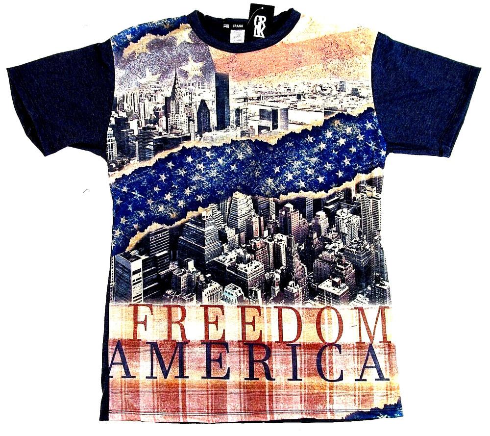 АМЕРИКАНСКАЯ СВОБОДА Футболка с сублимацией Флаг США Звезды Полосы Мужская CRANK Новая с биркой Унисекс Футболка L