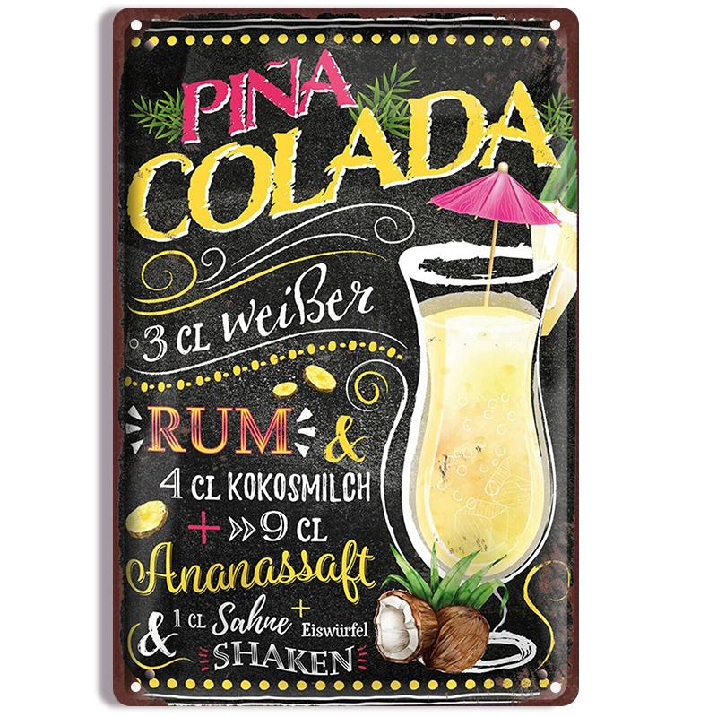 CocktailCharm Klassiska Metallplåtskyltar - Spansk Svarttavla Stil Cocktailaffischer, Vintage Väggplakett för Bar, Klubb