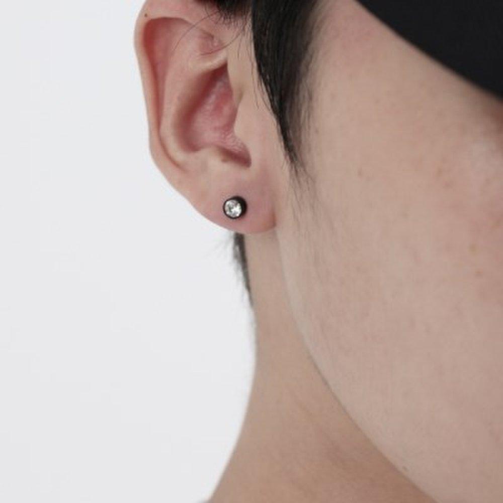Men's Black Earrings Simple Cubic