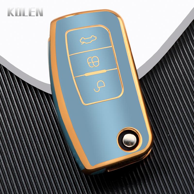 TPU Car Flip Key Case Cover Shell Fob For Ford Fiesta Focus 2 Ecosport Kugua Falcon Escape C-Max Protector Accessories