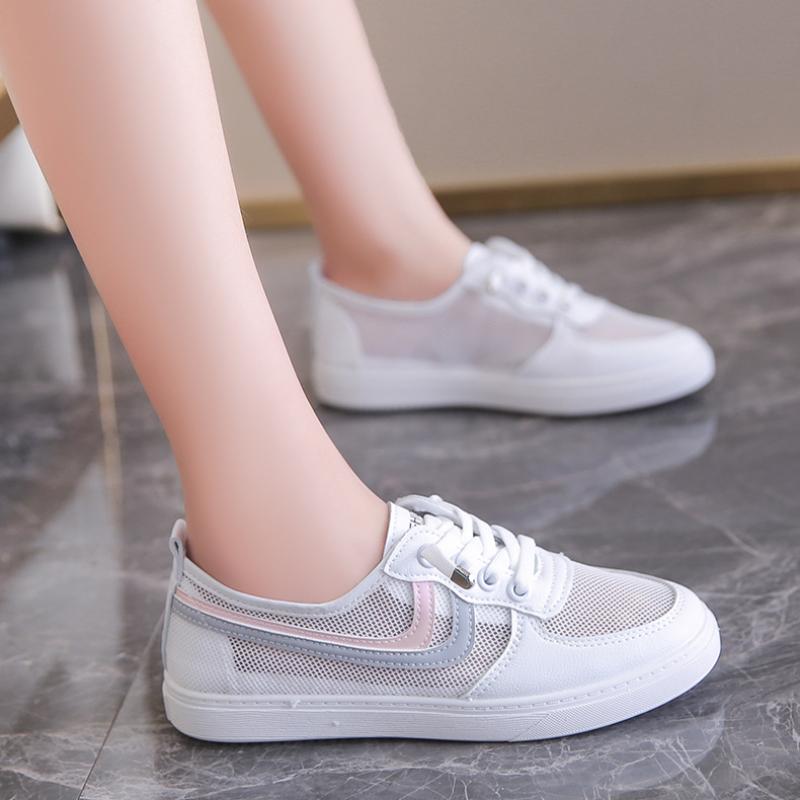 Summer Women's Mesh Shoes Fashionable and Versatile Sneakers Casual Breathable and Comfortable Flat White Shoes