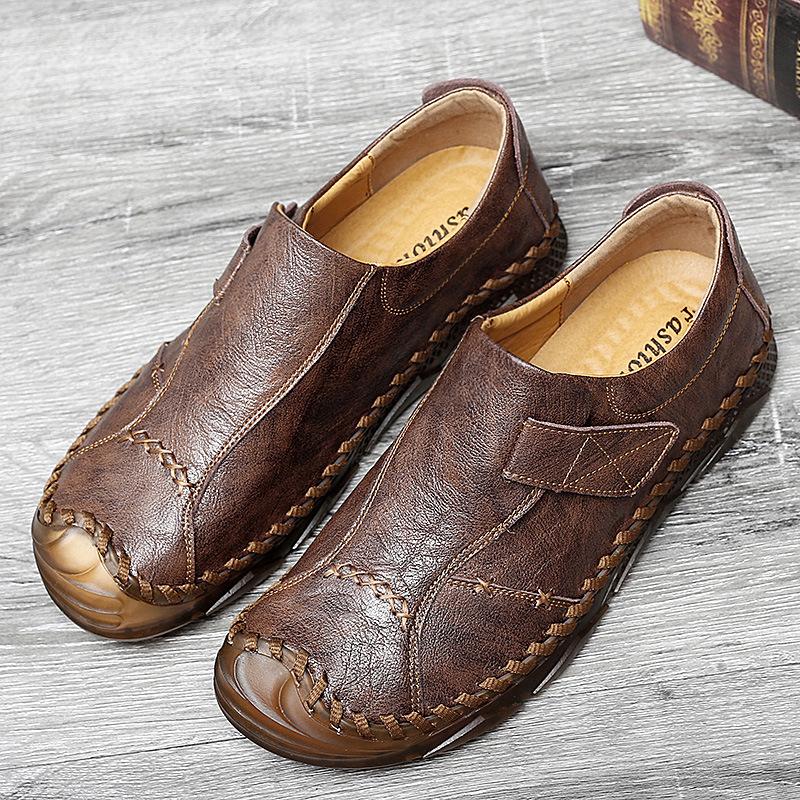 

Spring men s shoes casual shoes low-top foot set cowhide surface flat-heeled leather shoes large size foot set tide 47 коричневый