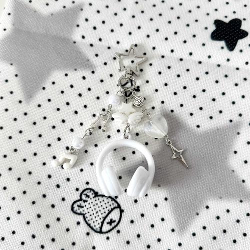 Portachiavi Creativi Cuffiette Piccole Colore Argento Portachiavi Cuffiette Ciondolo Carino per Cellulare per Donna
