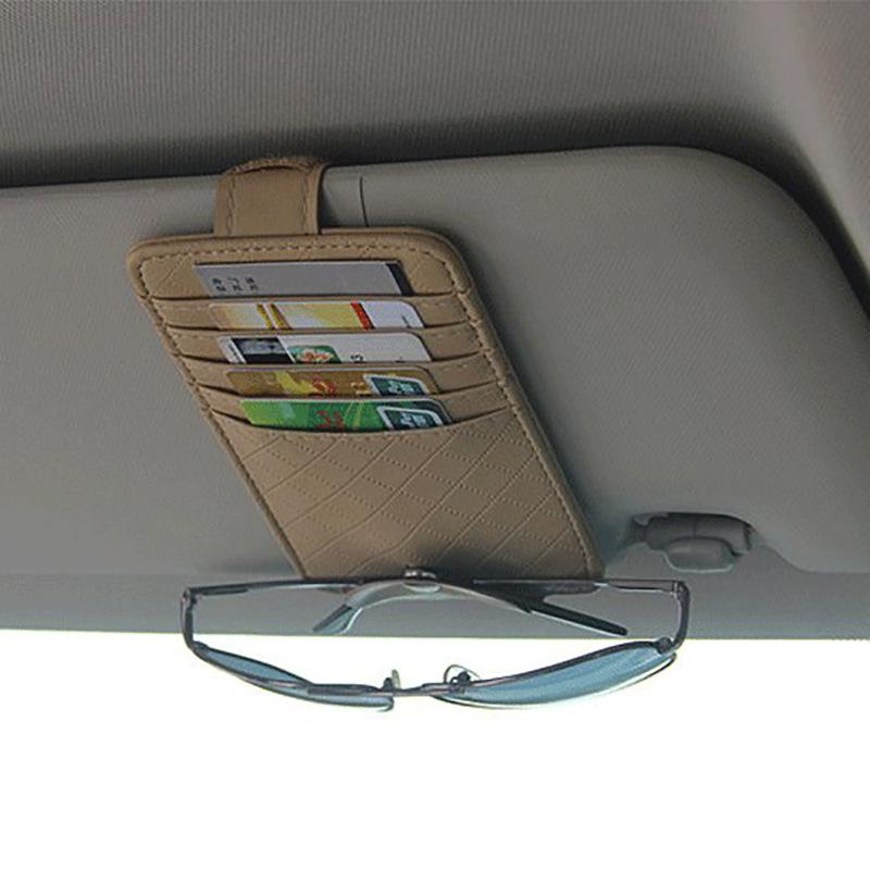 Car Sun Visor Card Holder Glasses Frame PU Leather Multi-pocket Anti-scratch Car Sun Visor Storage Bag Car Interior Accessories