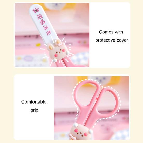 Kids Safety Scissors with Protective Case Ergonomic Handle Paper Cutting Scissors Kindergarten Craft Supplies