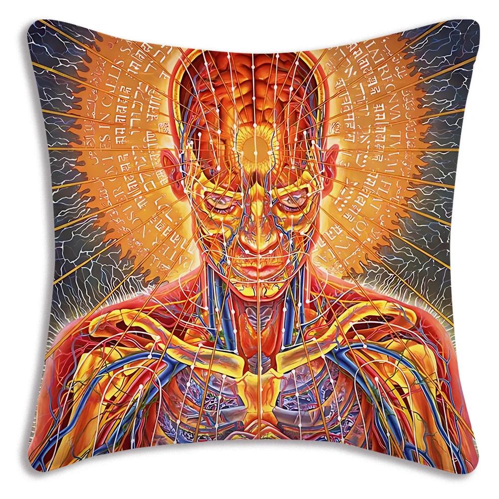 Home Decor Colorful Psychedelic Human Figure Pillow Covers Pattern Cushion Cover Suitable for Sofa Bedroom Car Pillow Cover