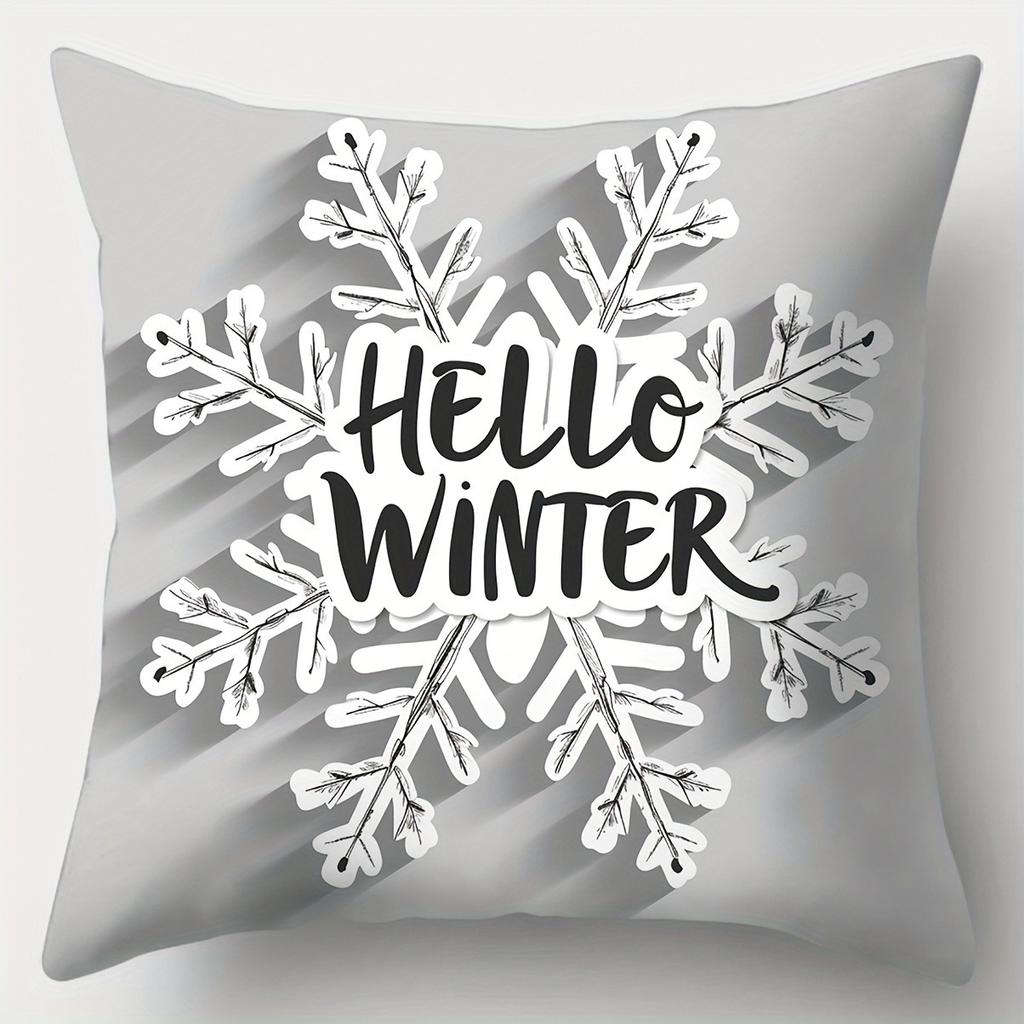 Christmas Pillowcases | Hello Winter Snowflake/JOY/Pine Trees/Merry, Room & Home Holiday Decor