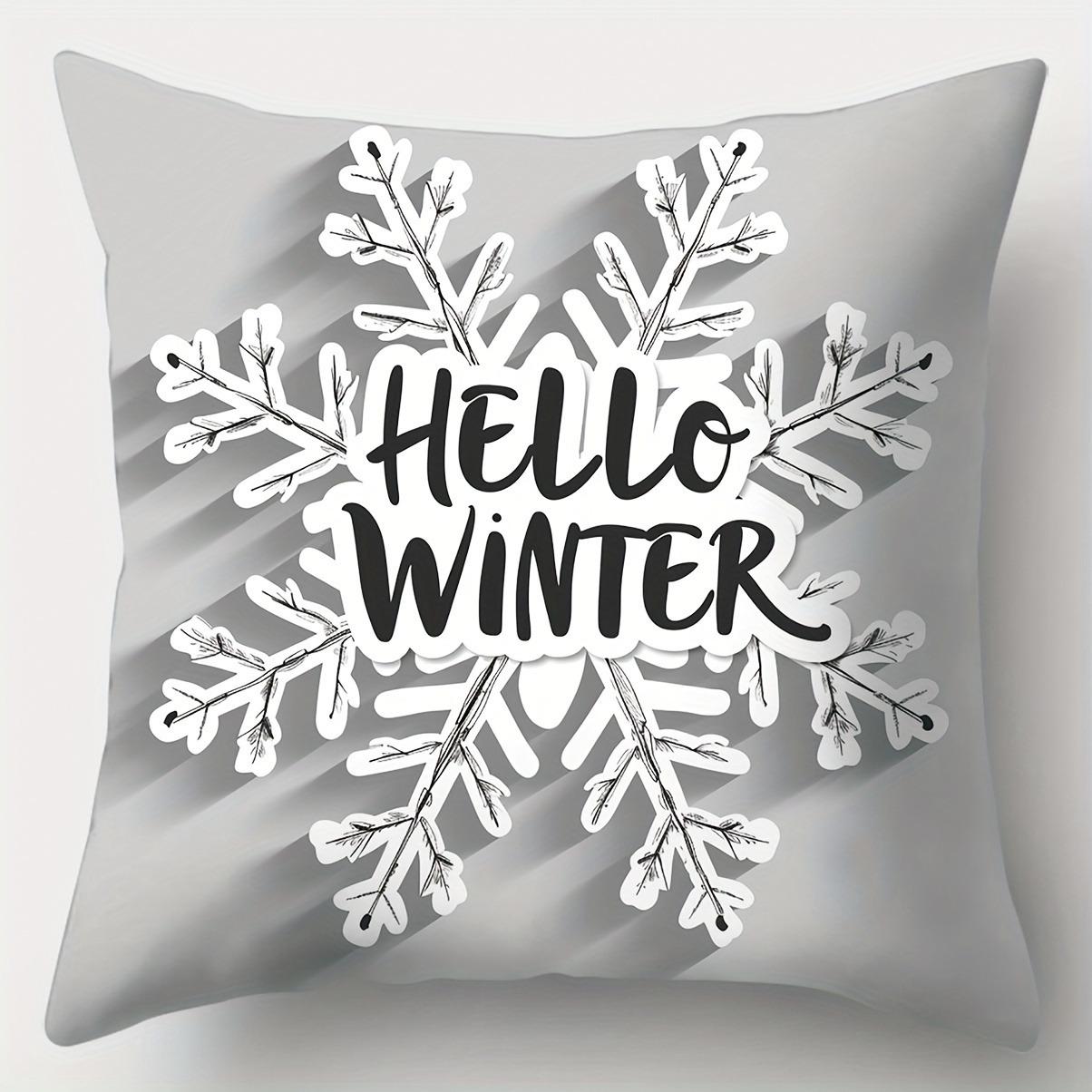 

Christmas Pillowcases | Hello Winter Snowflake/JOY/Pine Trees/Merry, Room & Home Holiday Decor 18x18Inch
