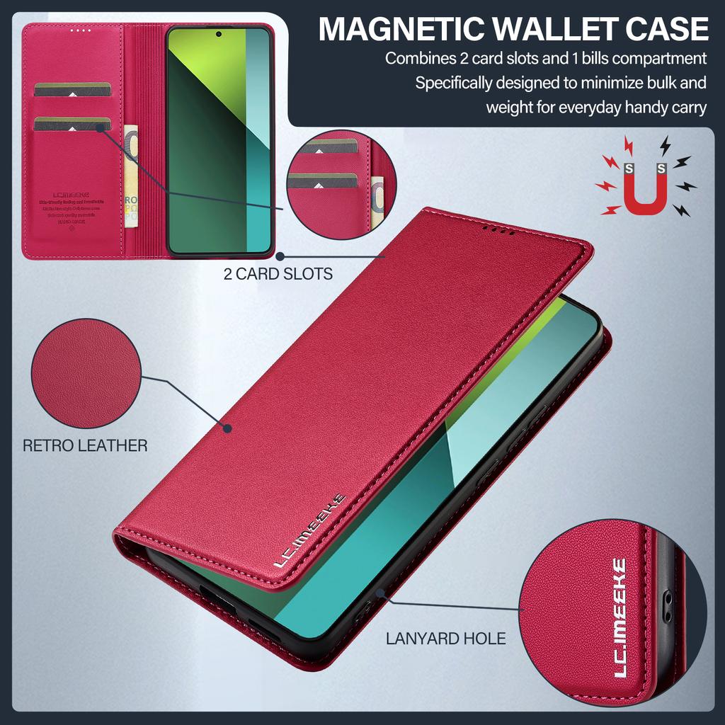LC.IMEEKE L1 Series for Xiaomi Redmi Note 13 5G Case PU Leather Wallet Stand Protective Phone Cover