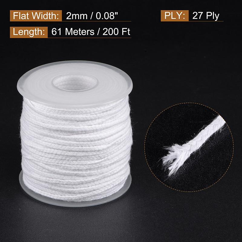 1 Roll 61m Cotton Braid Candle Wick Core Spool 2mm Width Non-Toxic Environmental DIY Oil Lamps Handmade Candle Making Supplies