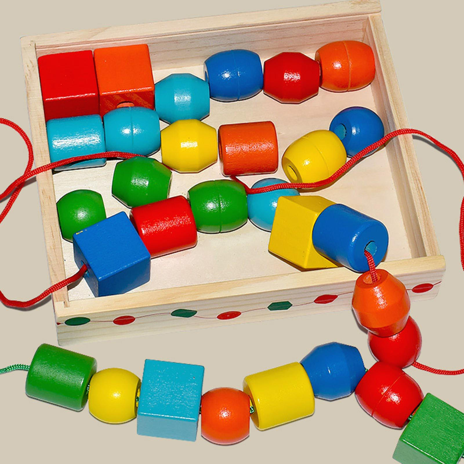 

Нанизывание бусин Развивающие игрушки для нанизывания с 30 бусинами и 2 шнурками для обучения детей в путешествии