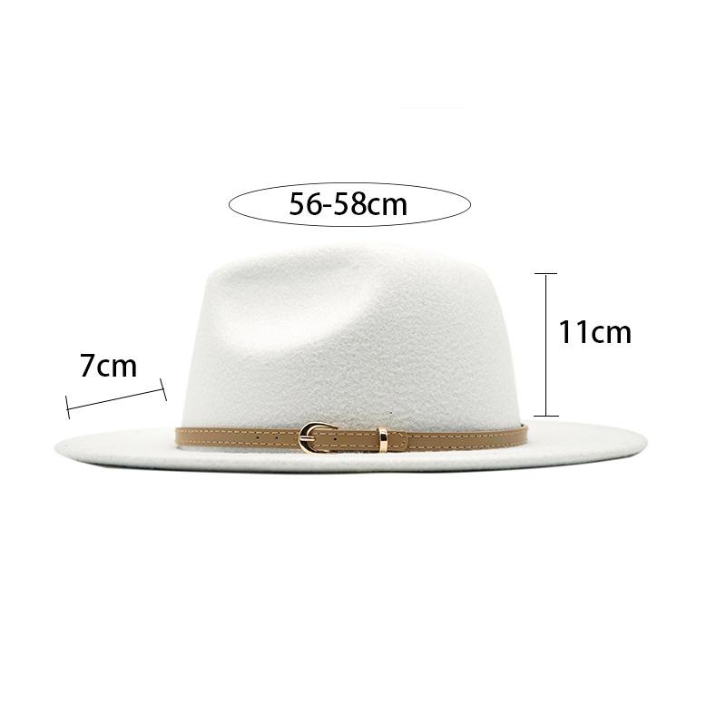 Autumn And Winter British Style Men And Women Woolen Soft Felt Hat Big Eave Hat Classic Khaki Belt Woolen Top Hat