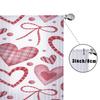 Single Panel White Background Red Grid Heart Shaped Bow Curtain Romantic Style Living Room Bedroom Translucent Polyester Ideal For Sitting