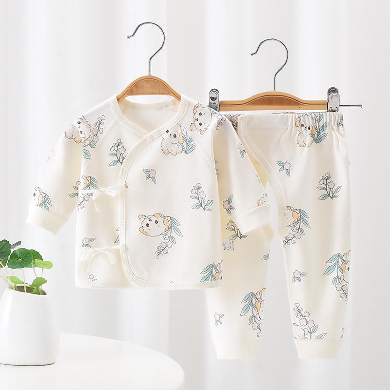 Set Haine Bumbac Toamnă Bebeluș: Salopetă Velcro pentru Nou-născut cu Croi Deschis