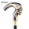Goldener Schwarzer Langkopf Schädel Mode Gehstock Dekorativ Cospaly Vintage Party Modischer Stock Halloween Krummstab 92cm