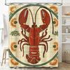 Lobster Printed Shower Curtain Waterproof Home Decor Bathroom Art Decoration