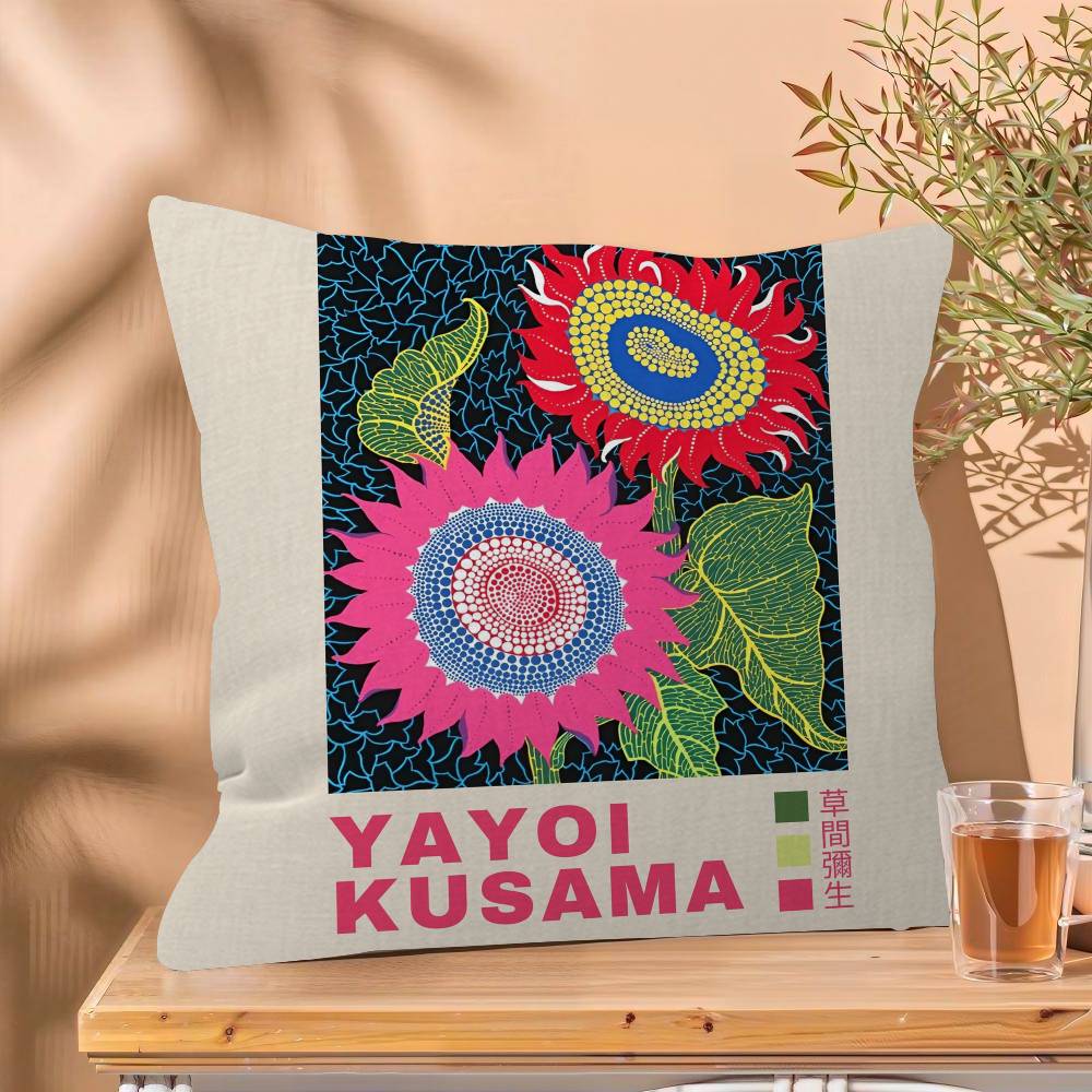 Yayoi Kusama Japanese Abstract Cushion Cover Pillowcase Upholstery Sofa Throw Pillow Home Decor Pillowcas