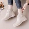 Autumn Early Winter Genuine Leather Shoes Women Ankle Boots Soft Brand Ladies Fashion Boots Plus Size 41 Beige Black